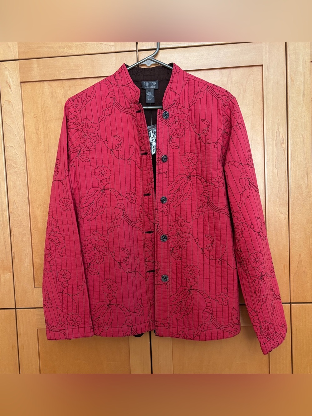 NWOT Chico’s Reversible Quilted Lightweight Cotton Jacket Fuscia Pink / Brown